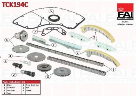 К-кт ланцюга ГРМ (повний-верхній+нижній TCK194NG+TCK195NG)) Iveco/PSA 3.0 Hdi/Jtd FAI AUTOPARTS Fischer TCK194C