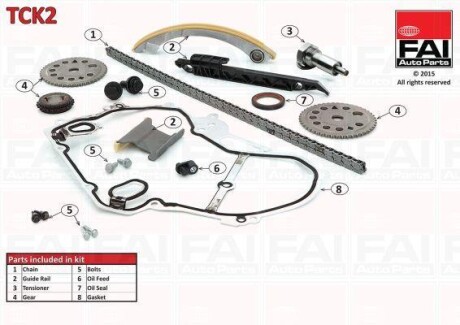 Р-кт ланцюга привода р/вала (з ущільненнями) Opel Astra G/Vectra B/C 2.2 16V/2.2Dti FAI AUTOPARTS Fischer TCK2