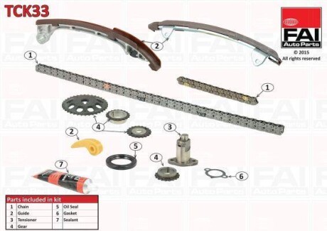 К-кт ланцюга ГРМ (з шестернями Toyota Avensis 2.4 03/Camry (V30) 2.0 01-/Rav 4 2.4 00- FAI AUTOPARTS Fischer TCK33