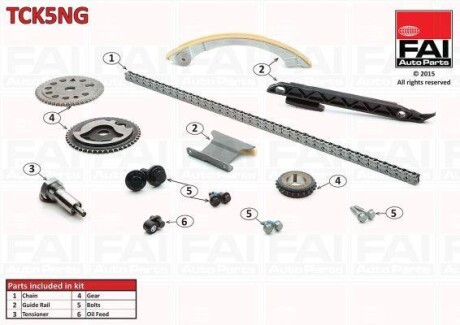 Набір ланцюга ГРМ OPEL DOHC SIGNUM 03-,VECTRA C 02-08,ZAFIRA 05-,ALFA 159 05-,BRERA 06-,SPIDER 06,CROMA 05- FAI AUTOPARTS Fischer TCK5NG