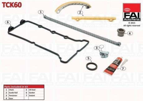 К-кт ланцюга приводу ГРМ Suzuki Grand Vitara(FT FG JT) 1.3 06-/Ignis (FH) 00-03/Ignis II 03- (M13A 1328cm) FAI AUTOPARTS Fischer TCK60