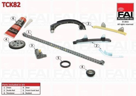 К-кт ланцюга ГРМ (Ланцюг+зірочки+натяжник+лижі) Toyota Yaris 1.3 05- FAI AUTOPARTS Fischer TCK82