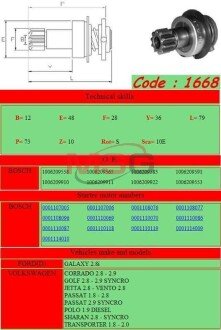 Бендикс стартера GHIBAUDI MARIO 1668