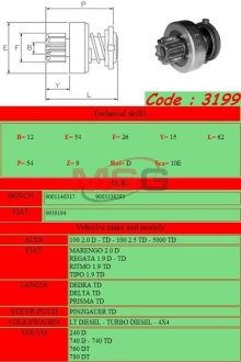 Бендикс стартера GHIBAUDI MARIO 3199