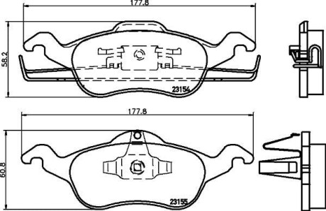 Комплект тормозных колодок, дисковый механизм HELLA 8DB355008621 (фото 1)