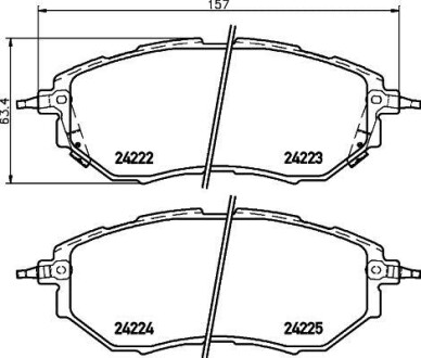 Гальмівні колодки, дискове гальмо (набір) HELLA 8DB355012031