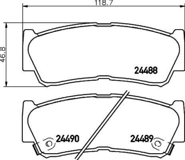 Гальмівні колодки, дискове гальмо (набір) HELLA 8DB355013-081