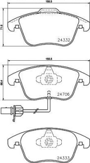 Гальмівні колодки, дискове гальмо (набір) HELLA 8DB355013861