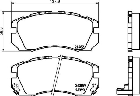 Комплект тормозных колодок, дисковый механизм HELLA 8DB355016881