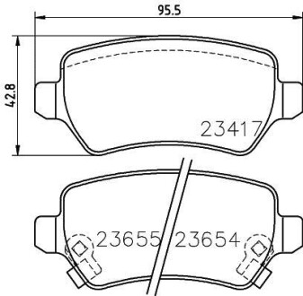 Гальмівні колодки, дискове гальмо (набір) HELLA 8DB355018781