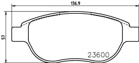 Гальмівні колодки пер. Berlingo/Partner 01-/Doblo 03- (137x57.3x19) HELLA 8DB355018-871 (фото 1)