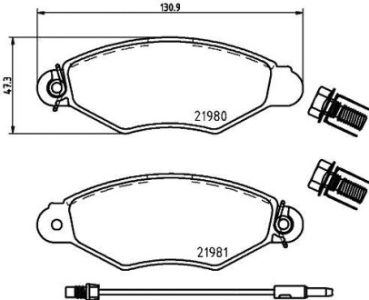 Гальмівні колодки, дискове гальмо (набір) HELLA 8DB355019301