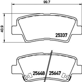 Гальмівні колодки дискові T2210 HELLA 8DB355020371