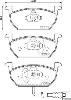 Комплект тормозных колодок, дисковый механизм HELLA 8DB355021951