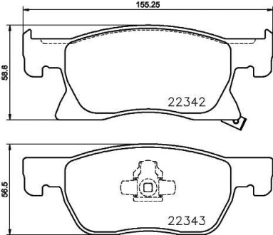 Гальмівнi колодки дисковi перед. OPEL ASTRA K 1.0-1.6D 06.15- HELLA 8DB355024771