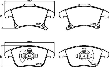 Гальмівні колодки Ford Galaxy, Mondeo V, S-Max Ford Usa Fusion Lincoln Mkz 1.0-3.5 09.06- HELLA 8DB355025201