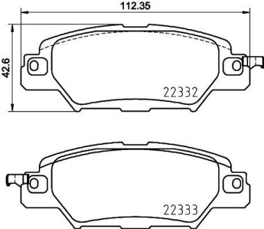 Колодки гальмівні дискові комплект; задн. HELLA 8DB355025461