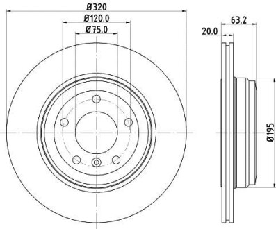 Гальмівний диск зад. E60/E61 01-10 Pro HELLA 8DD355109-941