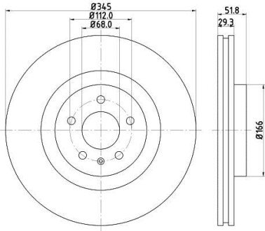 Гальмівні диски перед. Audi A4 (B8) 2.0 TDI 07-/A5 2.7 TDI 09- HELLA 8DD 355 113-951 (фото 1)