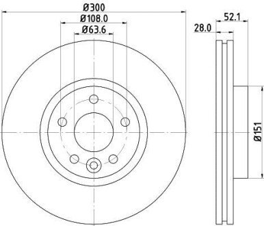 Гальмівний диск передній Ford Mondeo 1.6-2.5 03.07-01.15 HELLA 8DD 355 116-221