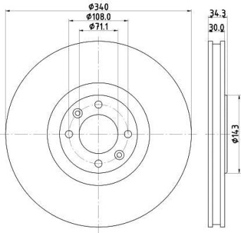 Диск гальмівний 55569PRO HELLA 8DD355119641