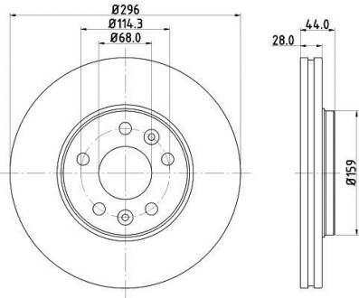 Диск гальмівний 296x28x68x5 HELLA 8DD355122-601