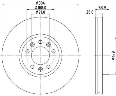 Диск гальмівний з покриттям PRO; передн. HELLA 8DD355125411