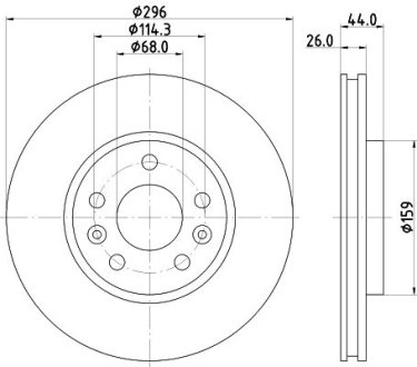 Диск гальмівний перед. Renault Megane IV, Talisman 1.3-1.6D 11.15- HELLA 8DD355131871