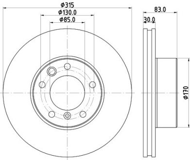 Гальмівний диск перед. MB W460/W461/W463 79- 2.3 -6.0 Pro HC HELLA 8DD355132-151