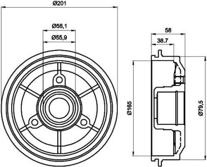 Тормозной барабан HELLA 8DT 355 300-051