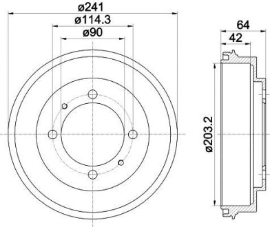 Тормозной барабан HELLA 8DT 355 300-841