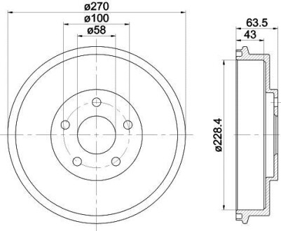 Тормозной барабан HELLA 8DT 355 300-911