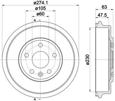 Тормозной барабан HELLA 8DT355302601