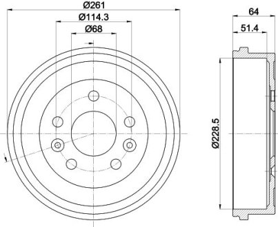 Bęben ham. DUSTER (HS_), DUSTER Box, KAPTUR (H5_), OROCH HELLA 8DT355303151