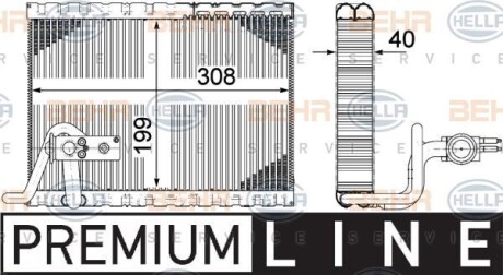 Випаровувач кондиціонера CITROEN DS5/PEUGEOT 3008, 5008 09- HELLA 8FV351331501