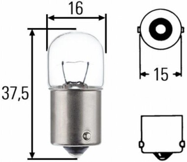 Автолампа Behr Heavy Duty R5W BA15s 5 W прозрачная HELLA 8GA002071261