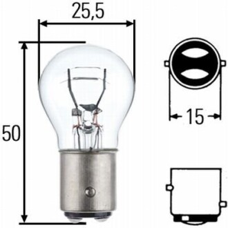 Автолампа Behr P21/5W BAY15d 5 W 21 W прозрачная HELLA 8GD002078241 (фото 1)