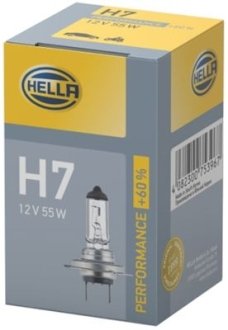 Лампа розжарювання, H7 12V 55W PX26d, +60% HELLA 8GH223498231