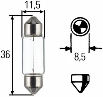 Лампа розжарювання, C5W 12V 5W SV8,5 Long Life HELLA 8GM002092171