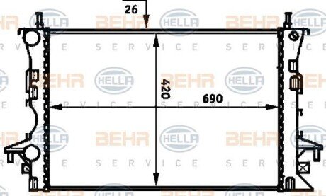 Радиатор, охлаждение двигателя HELLA 8MK 376 716-284