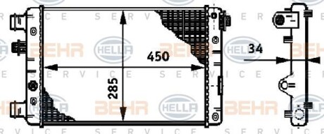Радиатор, охлаждение двигателя HELLA 8MK376720351