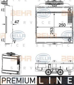 Радиатор, охлаждение двигателя HELLA 8MK 376 746-521