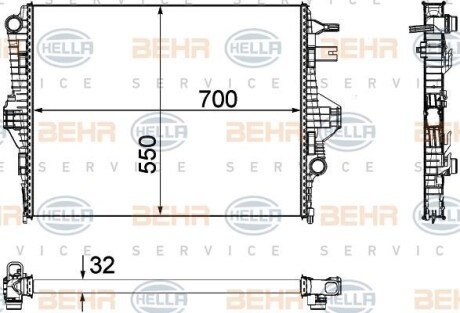 Радиатор, охлаждение двигателя HELLA 8MK 376 756-341