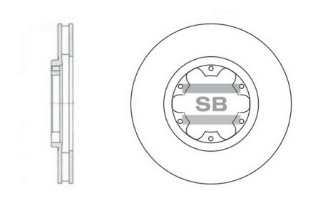 Диск гальмівний (кратно 2) передній (вентильований) Nissan Navara D22 (03-) (D=282.7mm) HI-Q Hi-Q (SANGSIN) SD4214