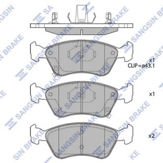 Комплект гальмівних колодок з 4 шт. дисків Hi-Q (SANGSIN) SP1597 (фото 1)