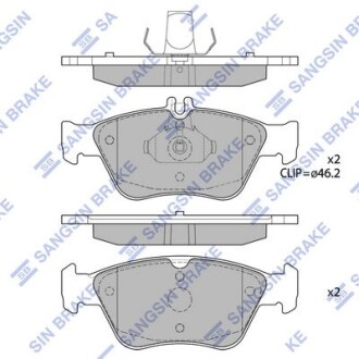 Колодки гальмівні передні MB C-CLASS (W202) (-00), E-CLASS (W210) (-02) HI-Q Hi-Q (SANGSIN) SP1755