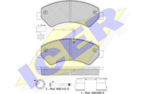 Гальмівні колодки дискові ICER 141836201
