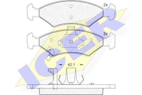 Колодки гальмівні дискові, комплект ICER 181231