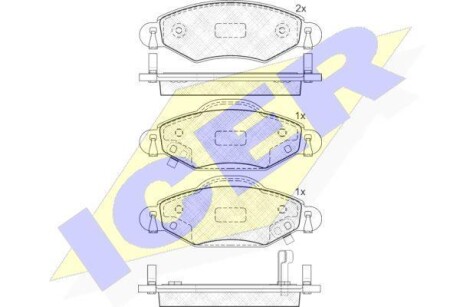 Комплект тормозных колодок, дисковый механизм ICER 181587