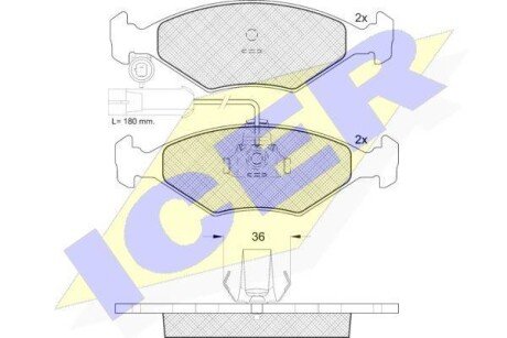Комплект тормозных колодок, дисковый механизм ICER 181603